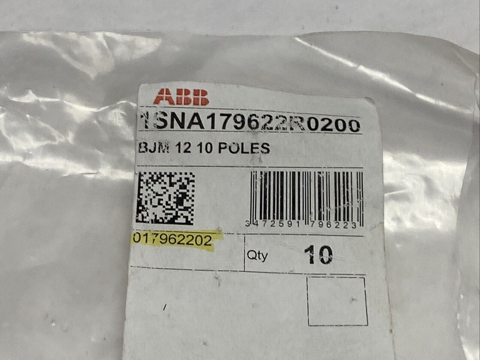 ABB 1SNA179622R0200 Jumper Bars BJM 12 10 Poles LOT OF 8 - Maverick Industrial Sales
