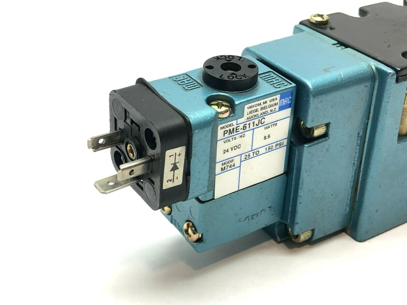 Solenoid Pilot Operated Valve | MAC Valves MV-A2B-A211-PM-611JC9 w/ Solenoids - Used - Maverick Industrial Sales