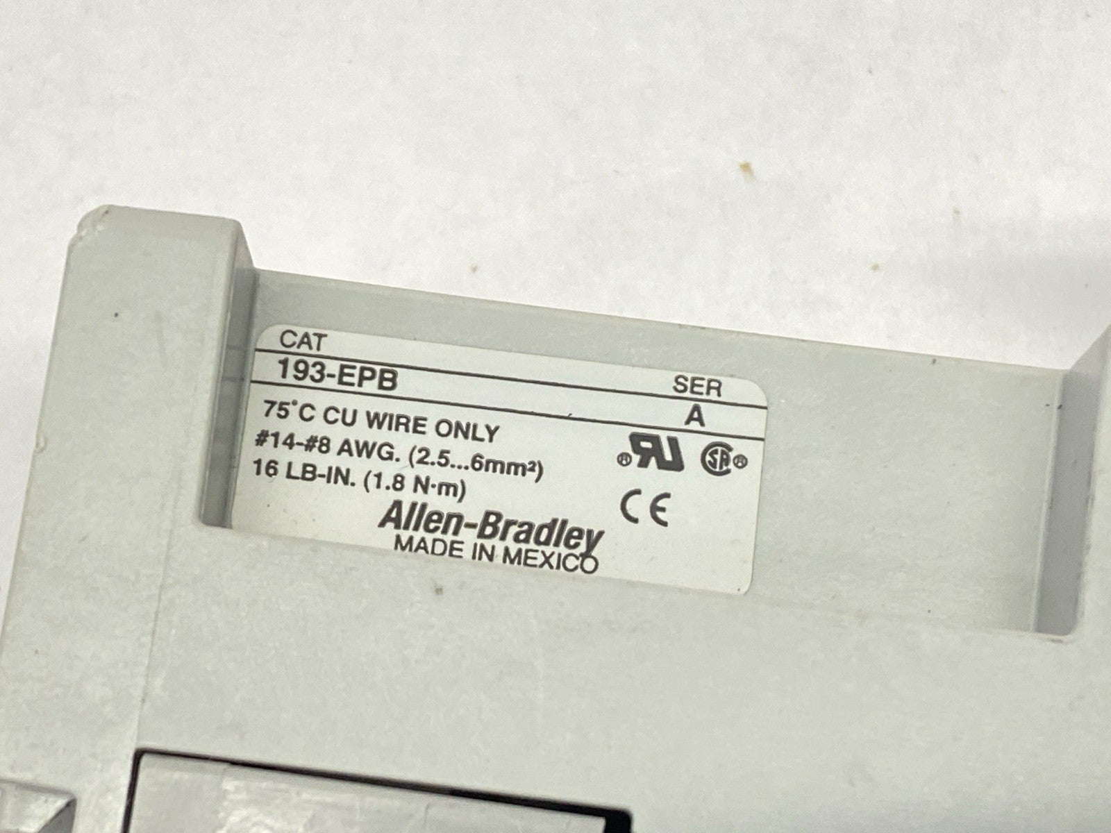 193-EEBB | Allen Bradley Ser C IEC Overload Relay 0.2-1A w/ 193-EPB Panel Mount - Used - Maverick Industrial Sales