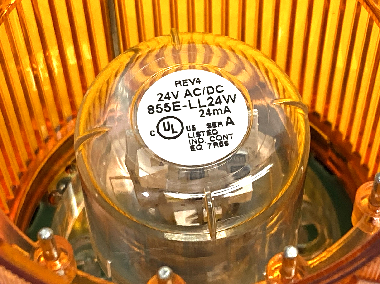 Allen Bradley 855T-B24DN5 Ser. B 70mm Amber Stack Light w/ 855E-LL24W LED Bulb - Used - Maverick Industrial Sales