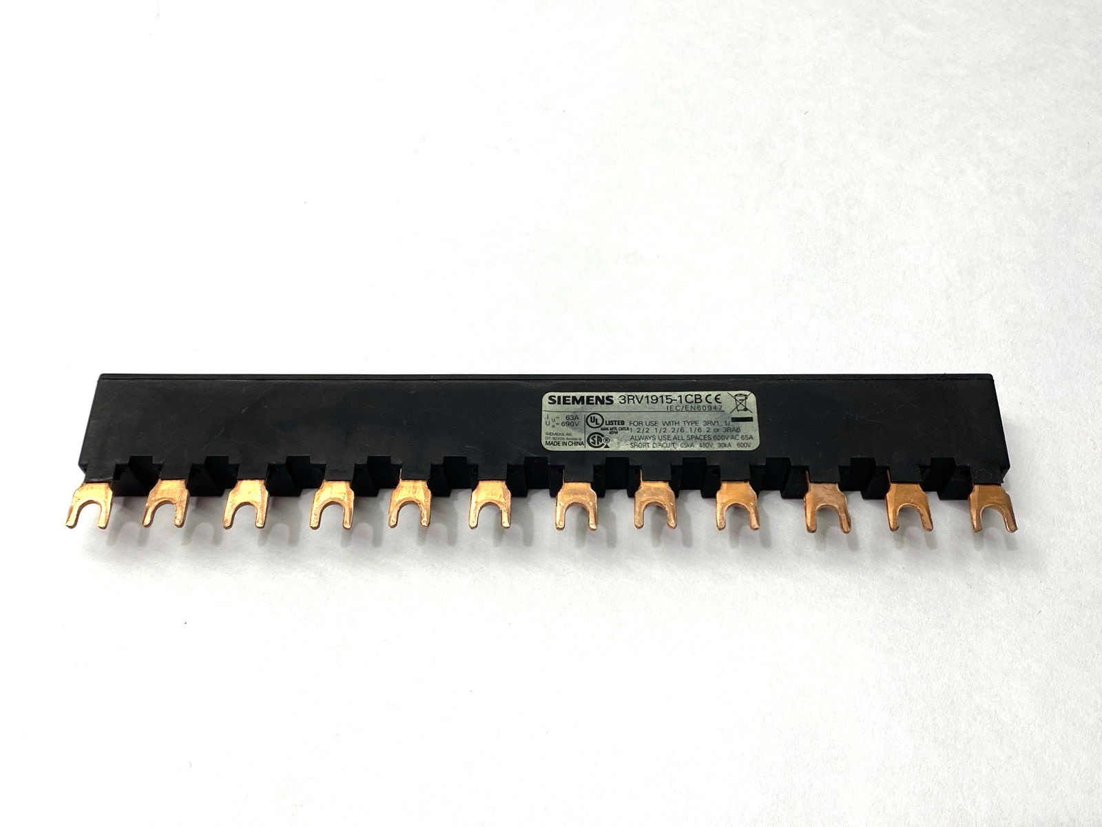 Siemens 3RV1915-1DB Busbar 3-Phase 600VAC 65A - Maverick Industrial Sales