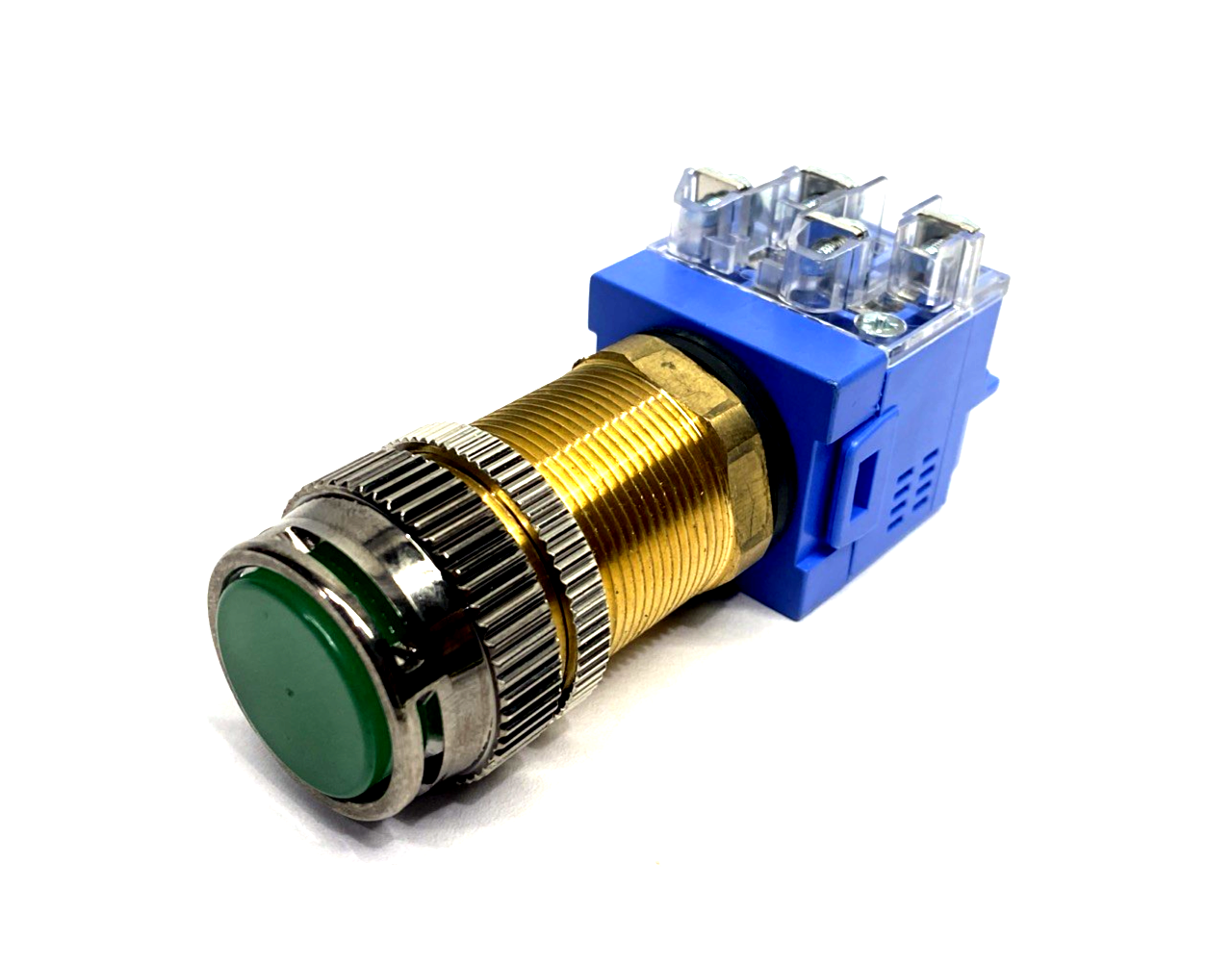 YongSung YS NPBL2-DL24 Illuminated Pushbutton Switch, Green FPBL, 09-GA2BO-0106U - Maverick Industrial Sales