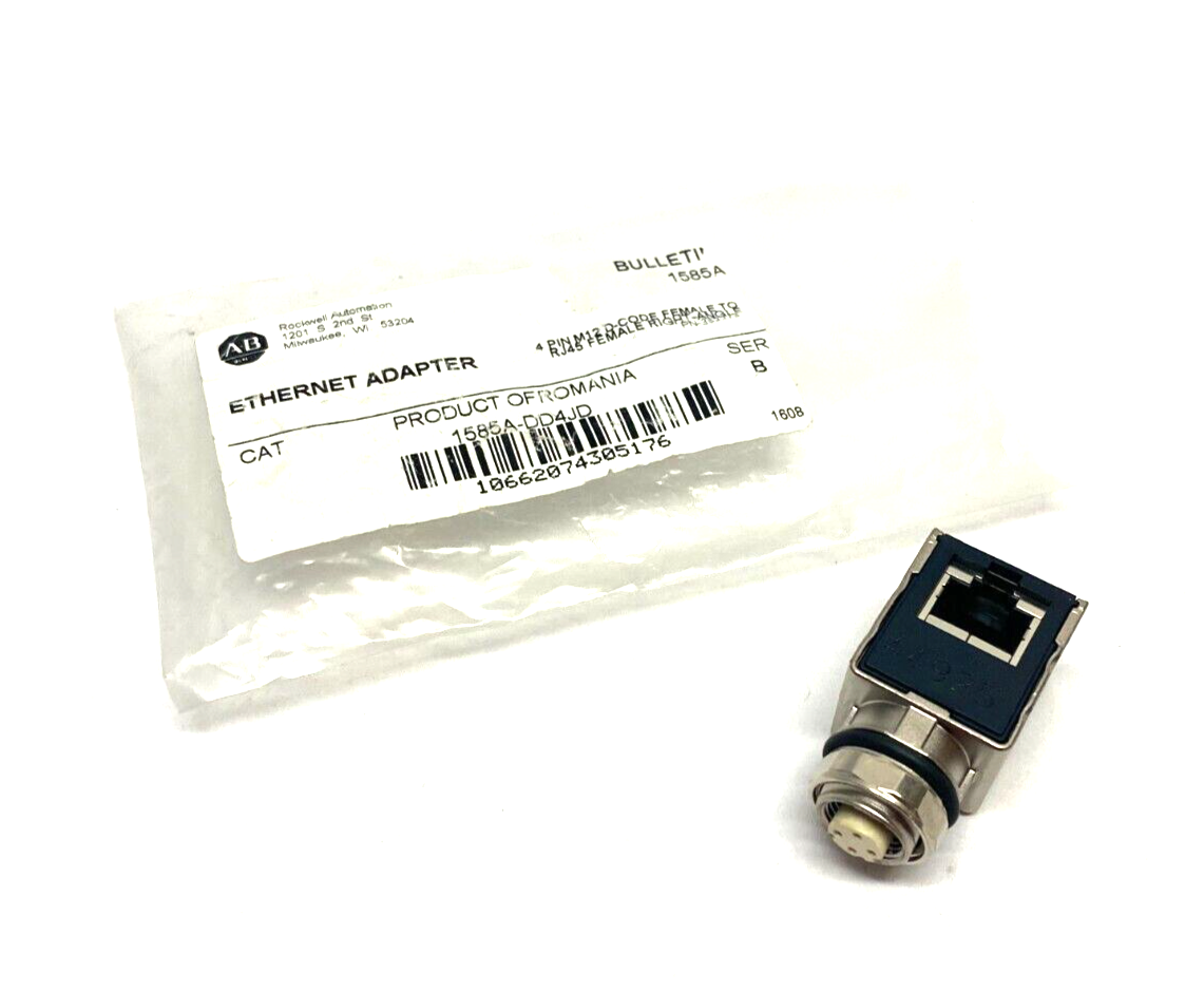 Allen Bradley 1585A-DD4JD Ser. B Ethernet Adapter 4-Pin M12 D-Code Female - New – Open box - Maverick Industrial Sales