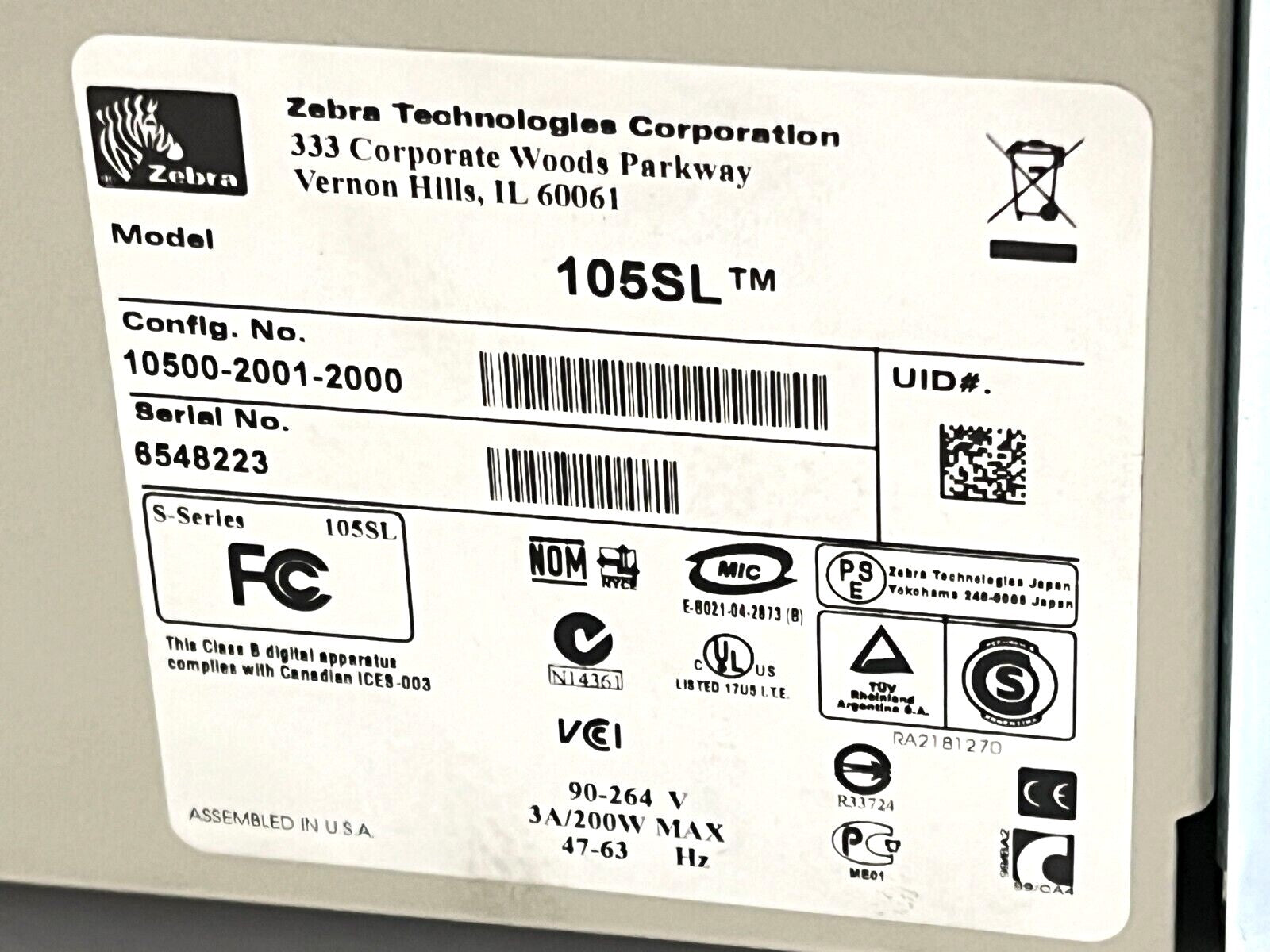 Zebra 10500-2001-2000 Thermal Label Printer 105SL w/ Raised Keypad - Maverick Industrial Sales