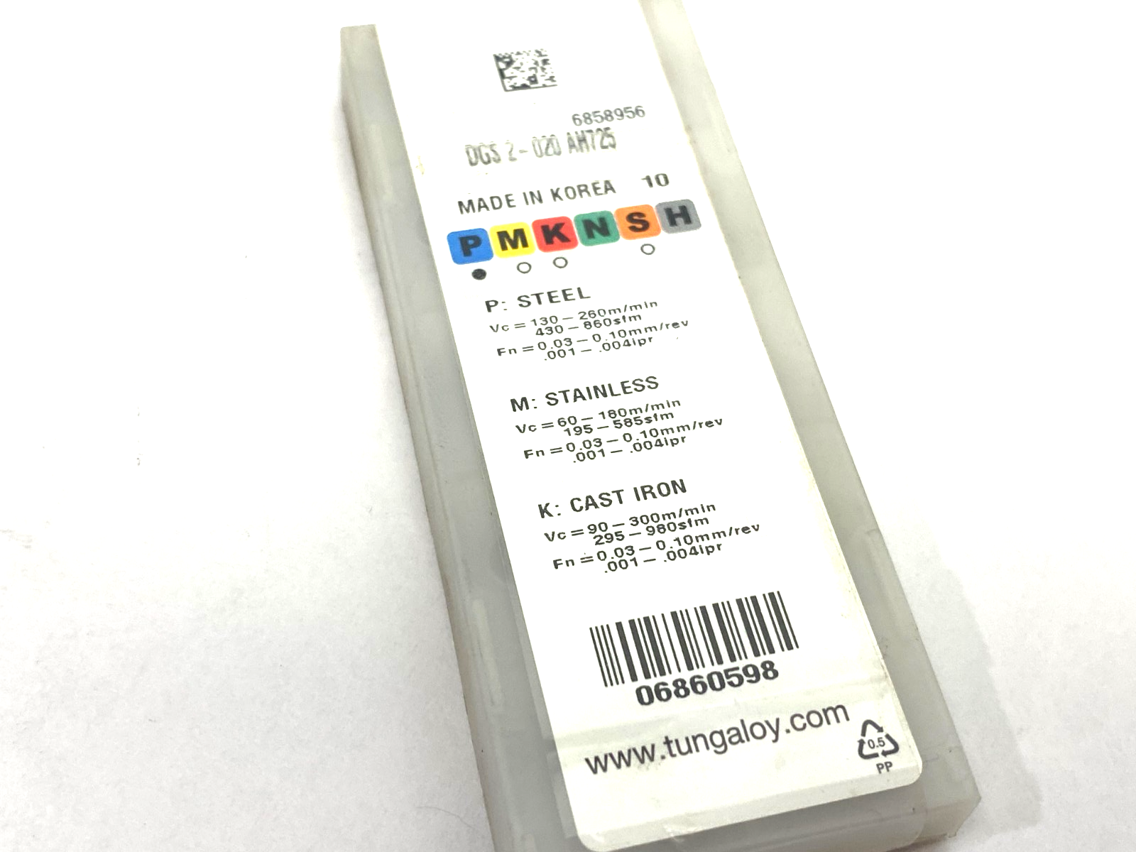 Tungaloy 6860598 TUNGcut Face Turn-Groove Insert ‎DGS2-020 AH725 PKG OF 10 - Maverick Industrial Sales