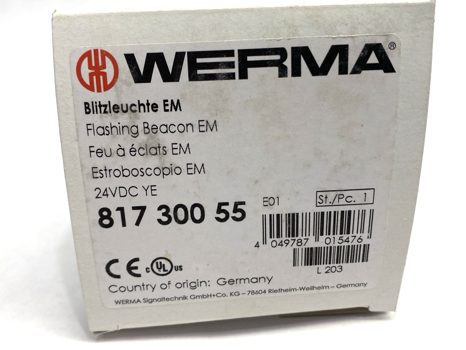 Werma 817 300 55 Flashing Beacon EM 24VDC YE - Maverick Industrial Sales