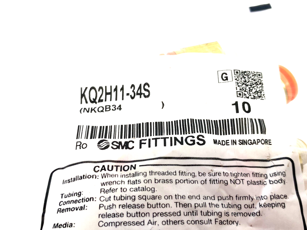 KQ2H11-34S | SMC One-Touch Male Connector Fitting, 3/8" Tube OD, 10-PACK - New - Maverick Industrial Sales