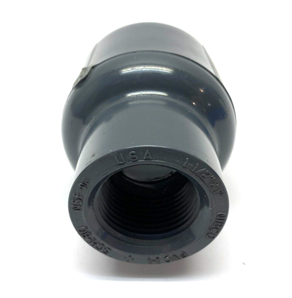Nibco 4501R Reducing Coupling 1-1/2" to 1" Female Threaded GRAY SCH-80 CA00700 - Maverick Industrial Sales