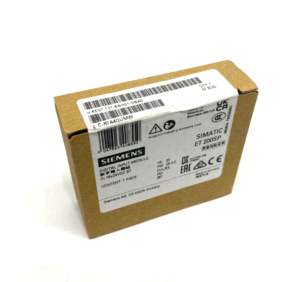 Siemens 6ES7131-6BH01-0BA0 Simatic ET 200SP Digital Input Module DI 16x24VDC - Maverick Industrial Sales