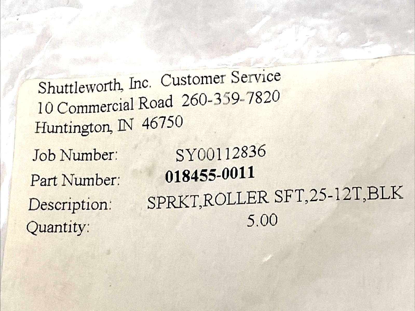 018455-0011 | Shuttleworth Roller Sprocket PKG OF 5 - Used - Maverick Industrial Sales