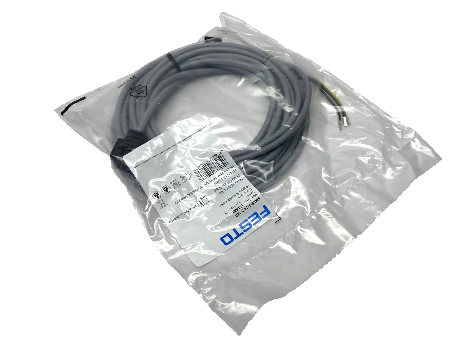 Festo KMEB-1-24-5-LED Plug Socket w/ Cable 5m 151689 - Maverick Industrial Sales