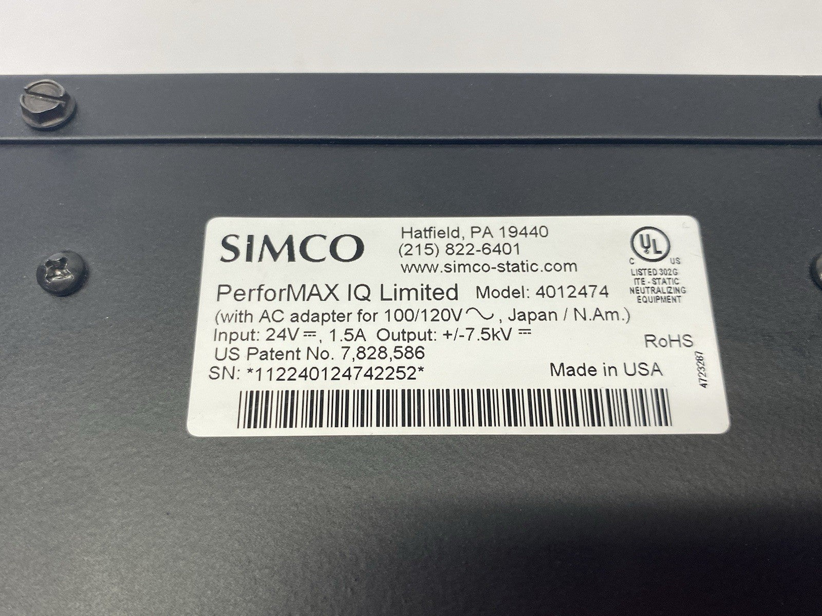 4012474 | Simco PerforMAX IQ Limited Power BPS - Used - Maverick Industrial Sales