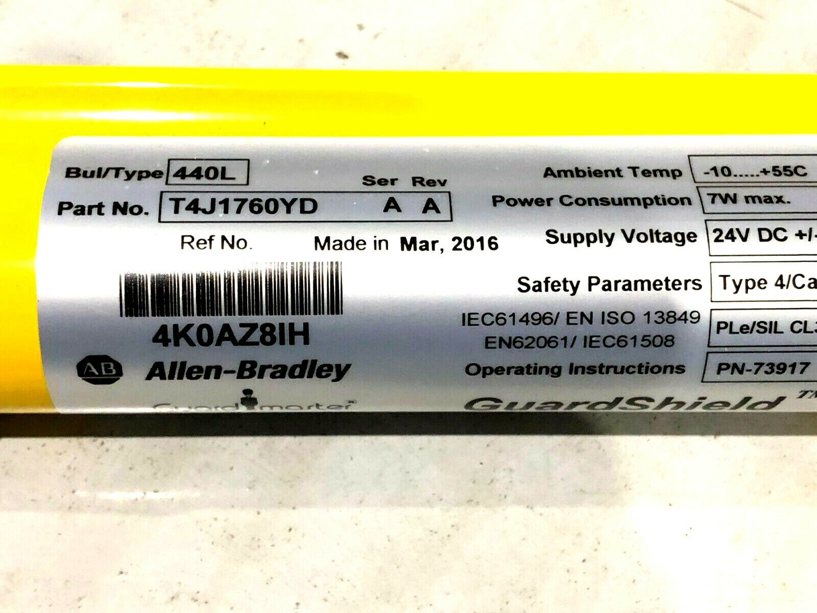 Allen Bradley 440L-T4J1760YD Ser. A Guardshield Light Curtain Transmitter - Maverick Industrial Sales