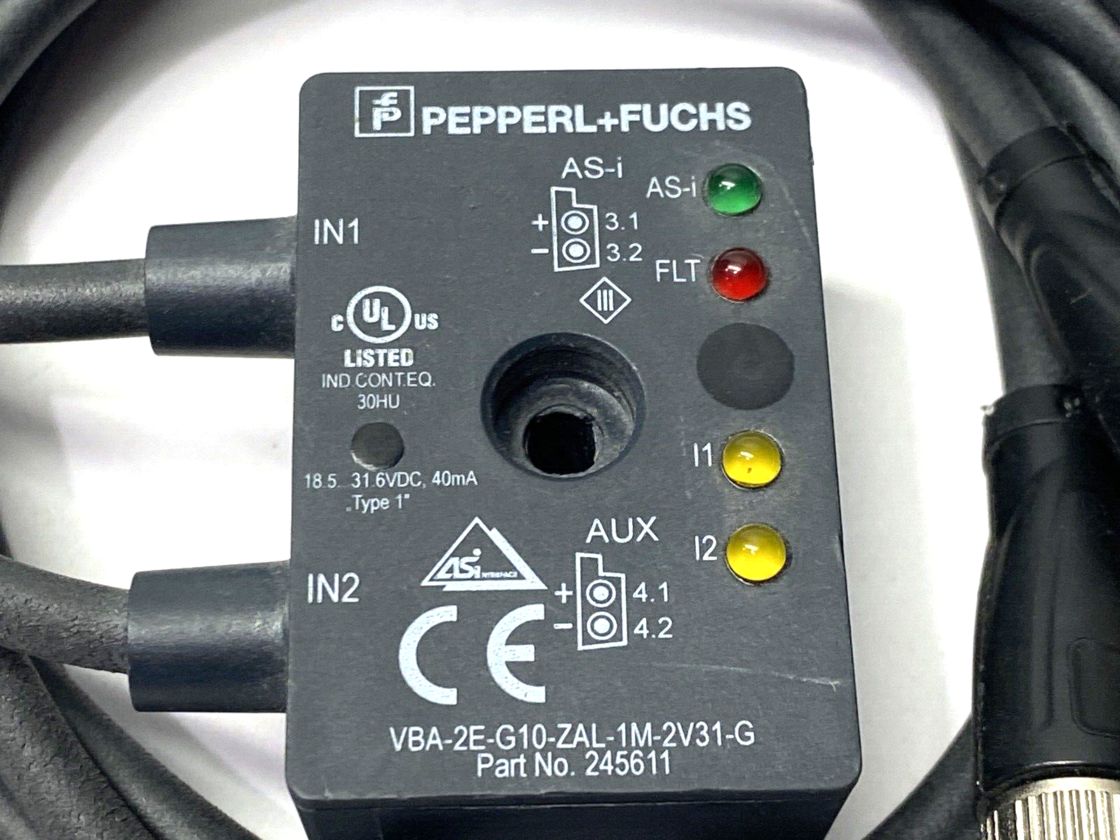 Pepperl+Fuchs VBA-2E-G10-ZAL-1M-2V31-G AS-Interface Sensor 245611 MISSING SCREW - Maverick Industrial Sales