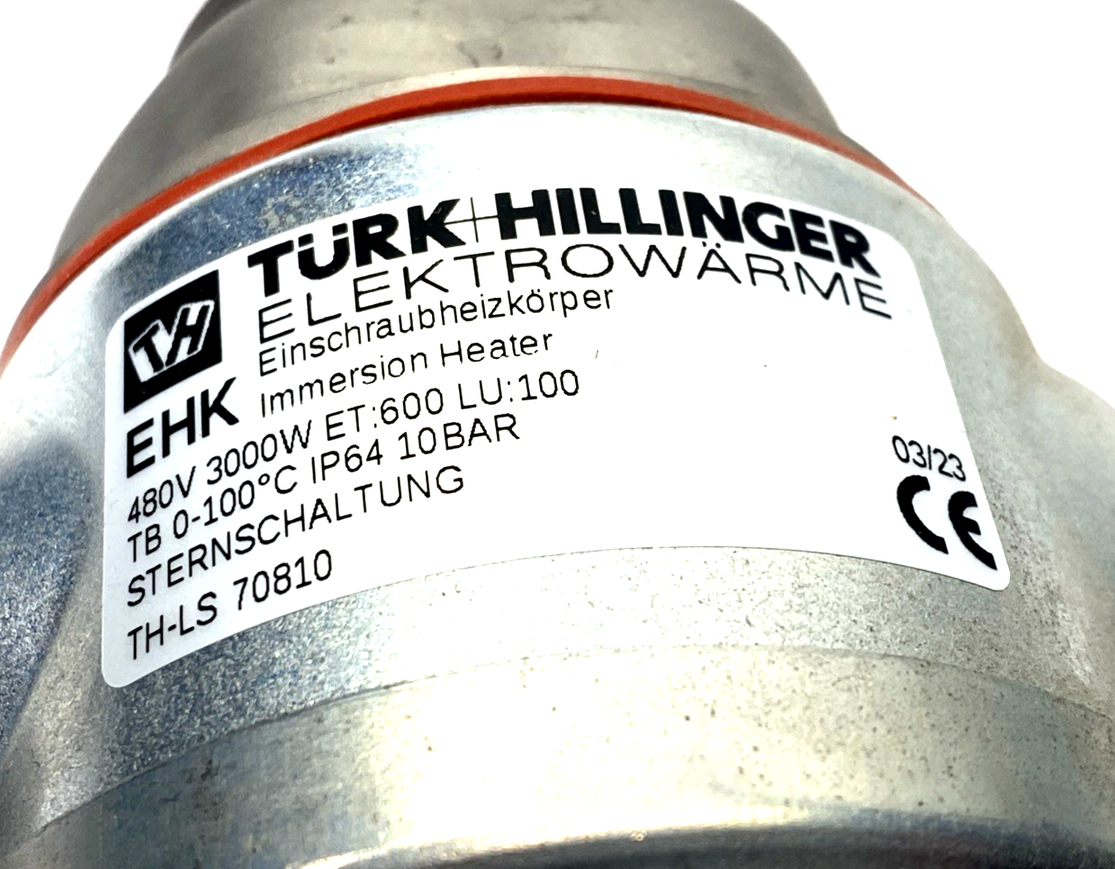 Turk Hillinger TH-LS 70810 Immersion Heater 480V 3000W 0-100 Deg. C - Maverick Industrial Sales