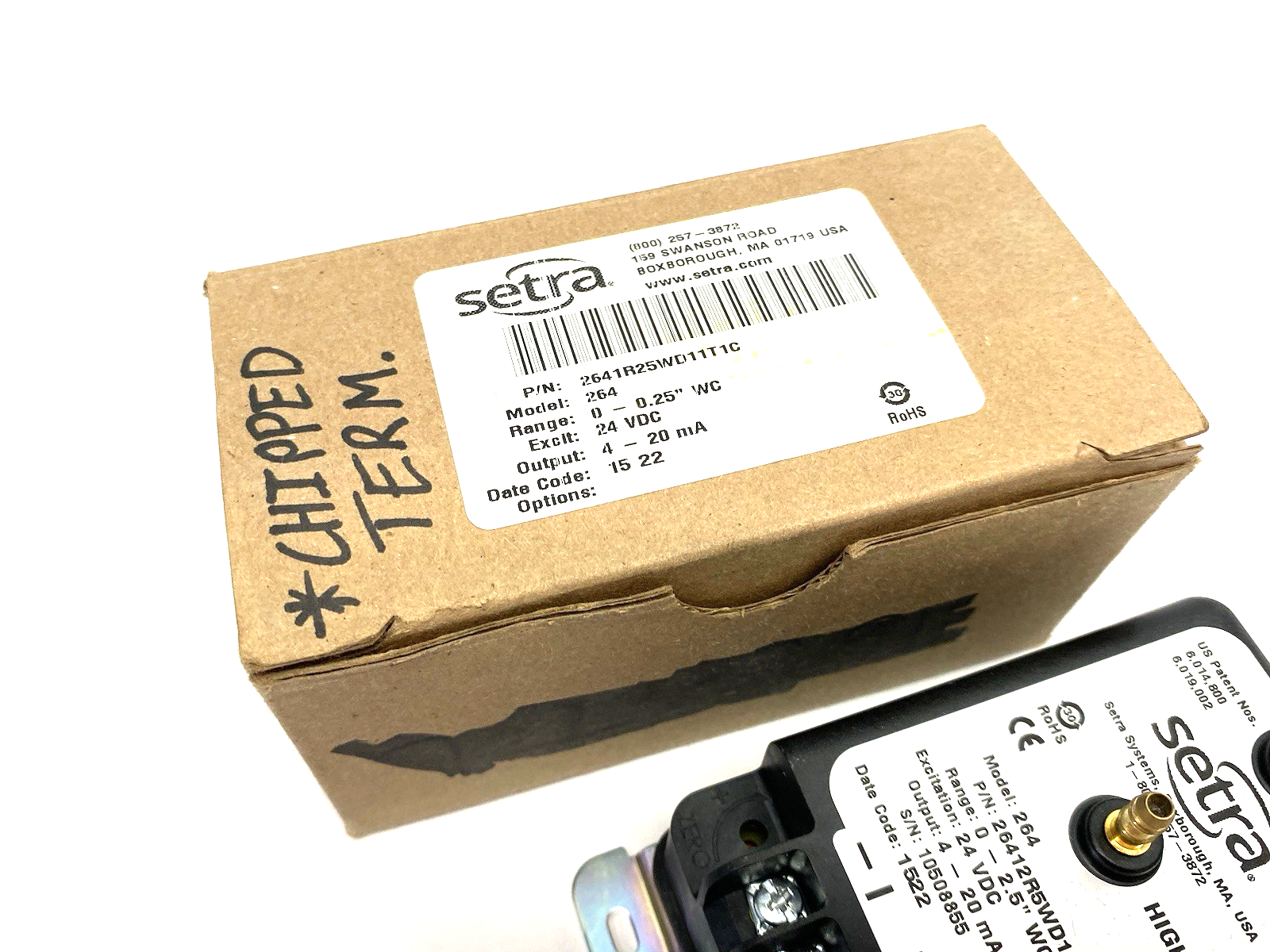 2641R25WD11T1C | Setra Differential Pressure Transmitter 0-2.5" WC CHIPPED PLASTIC - New – Open box - Maverick Industrial Sales