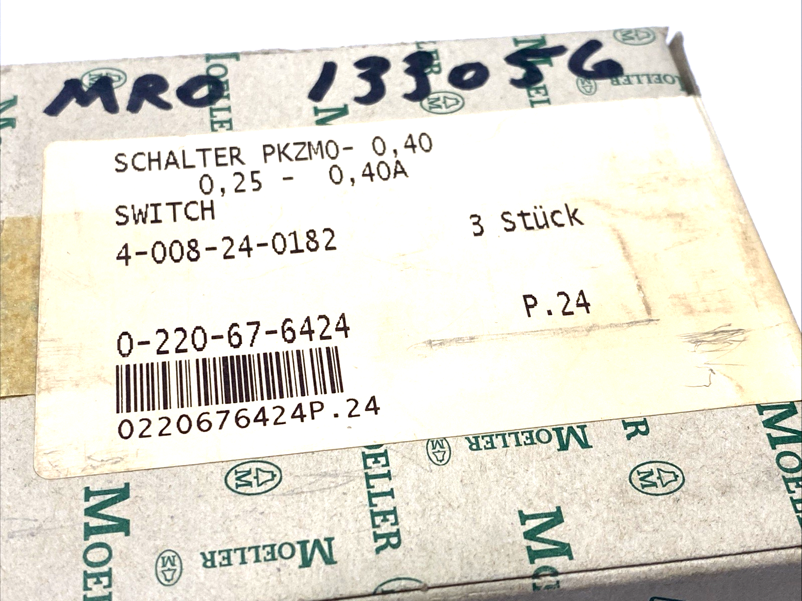 Moeller PKZM0-0,4 Motor Control Circuit Breaker 0.25-0.4A PKZM0-0.4 - Maverick Industrial Sales