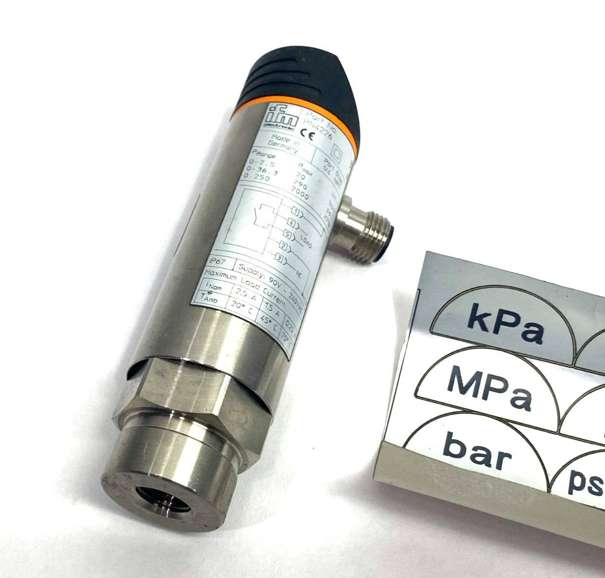 PN4226 | Ifm Pressure Sensor, Digital Display PN-2,5-RBN14-HFBOW/LS/ /V - New – Open box - Maverick Industrial Sales