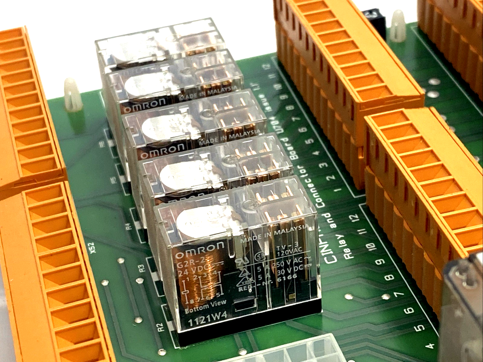 U704 | Cinpres Gas Injection Relay & Connector Board PCB, Issue 1.1, Omron Relays - Used - Maverick Industrial Sales