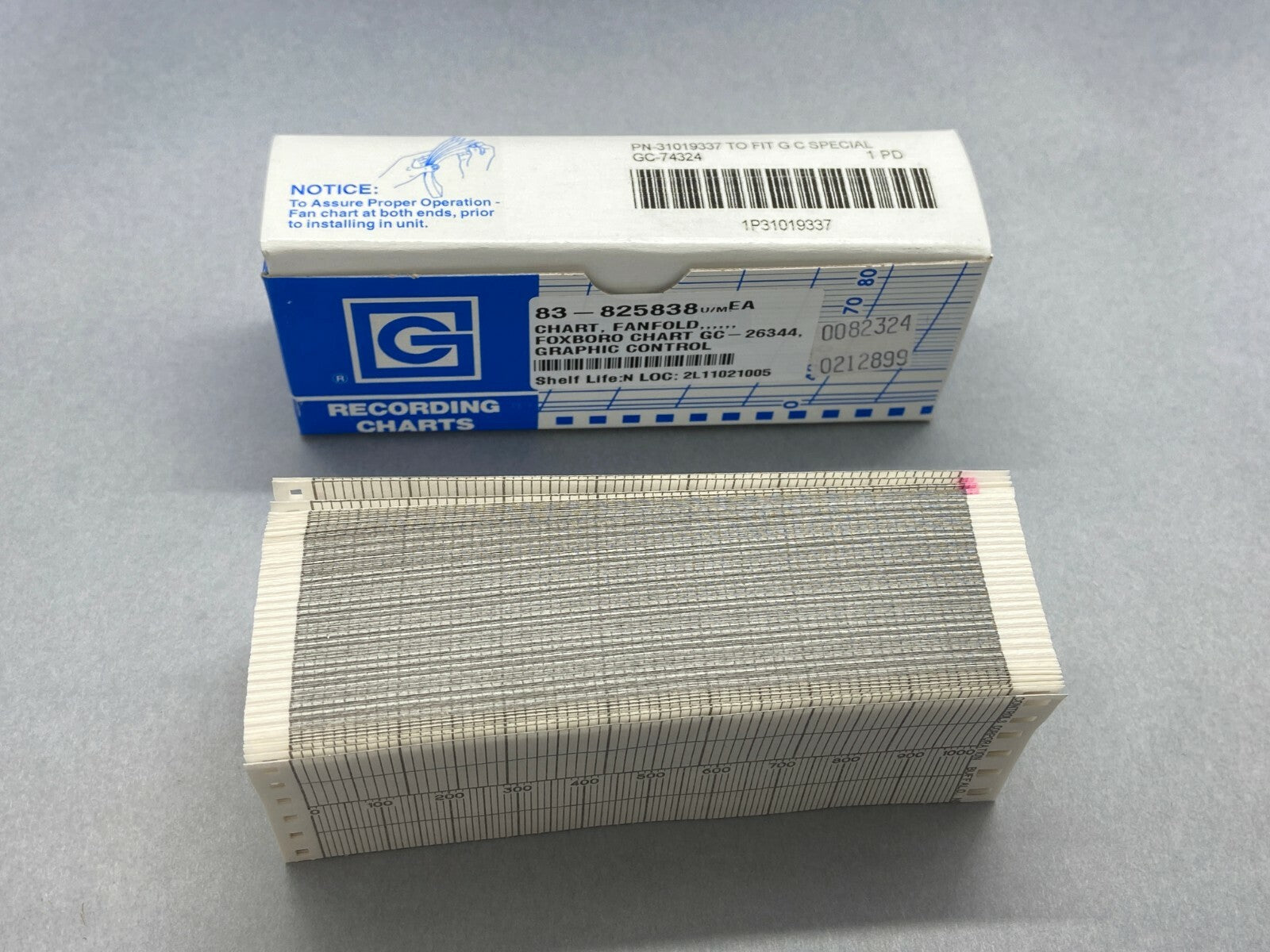 Graphic Controls GC-74324 Fanfold Strip Chart Paper 4-5/8" x 50' 31019337 - Maverick Industrial Sales