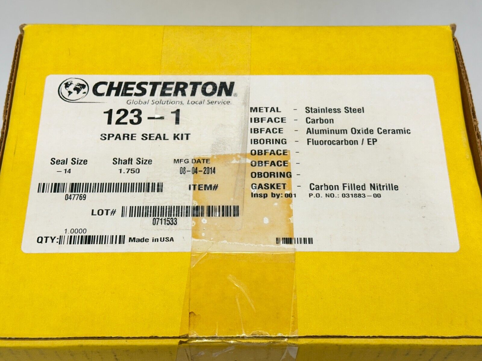 Chesterton 047769 123-1 Spare Seal Kit Seal Size -14 Shaft Size 1.75 - New – Open box - Maverick Industrial Sales