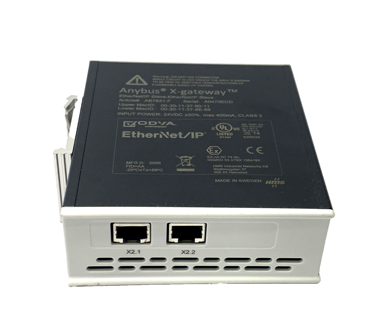 AB7831-F | HMS Networks Anybus X-Gateway EtherNet/IP Adapter 10 Mb/s, 100 Mb/s - Used - Maverick Industrial Sales
