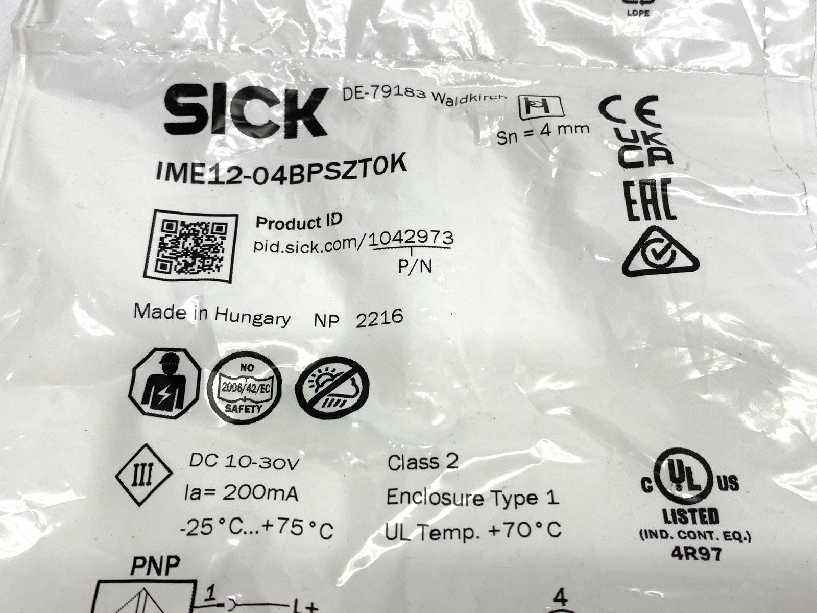 IME12-04BPSZT0K | Sick Inductive Proximity Sensor M12 4mm Sense Range 1042973 - New – Open box - Maverick Industrial Sales