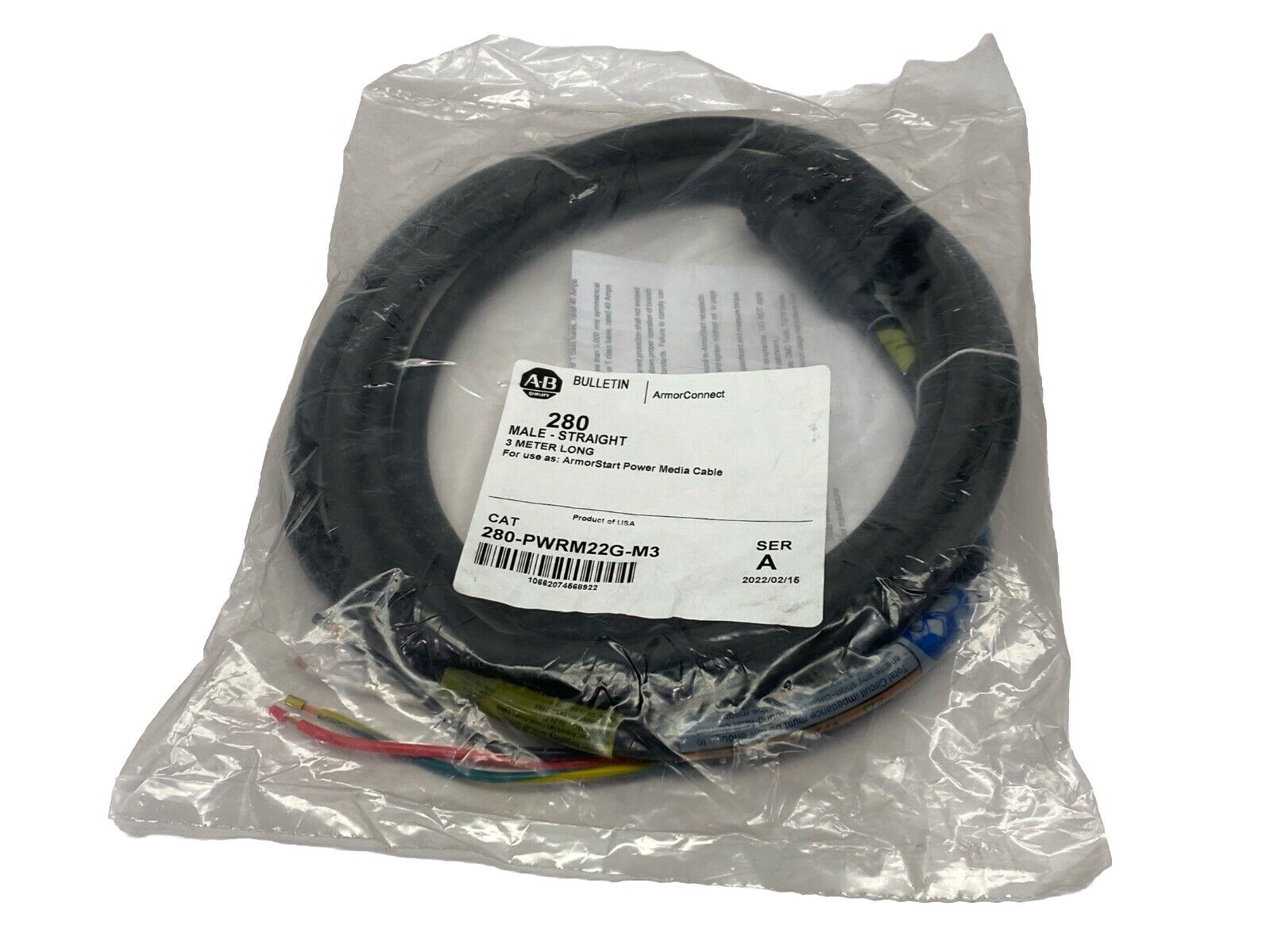 Allen Bradley 280-PWRM22G-M3 Ser A ArmorConnect 3-PH Power Media Drop Cable 3m - Maverick Industrial Sales