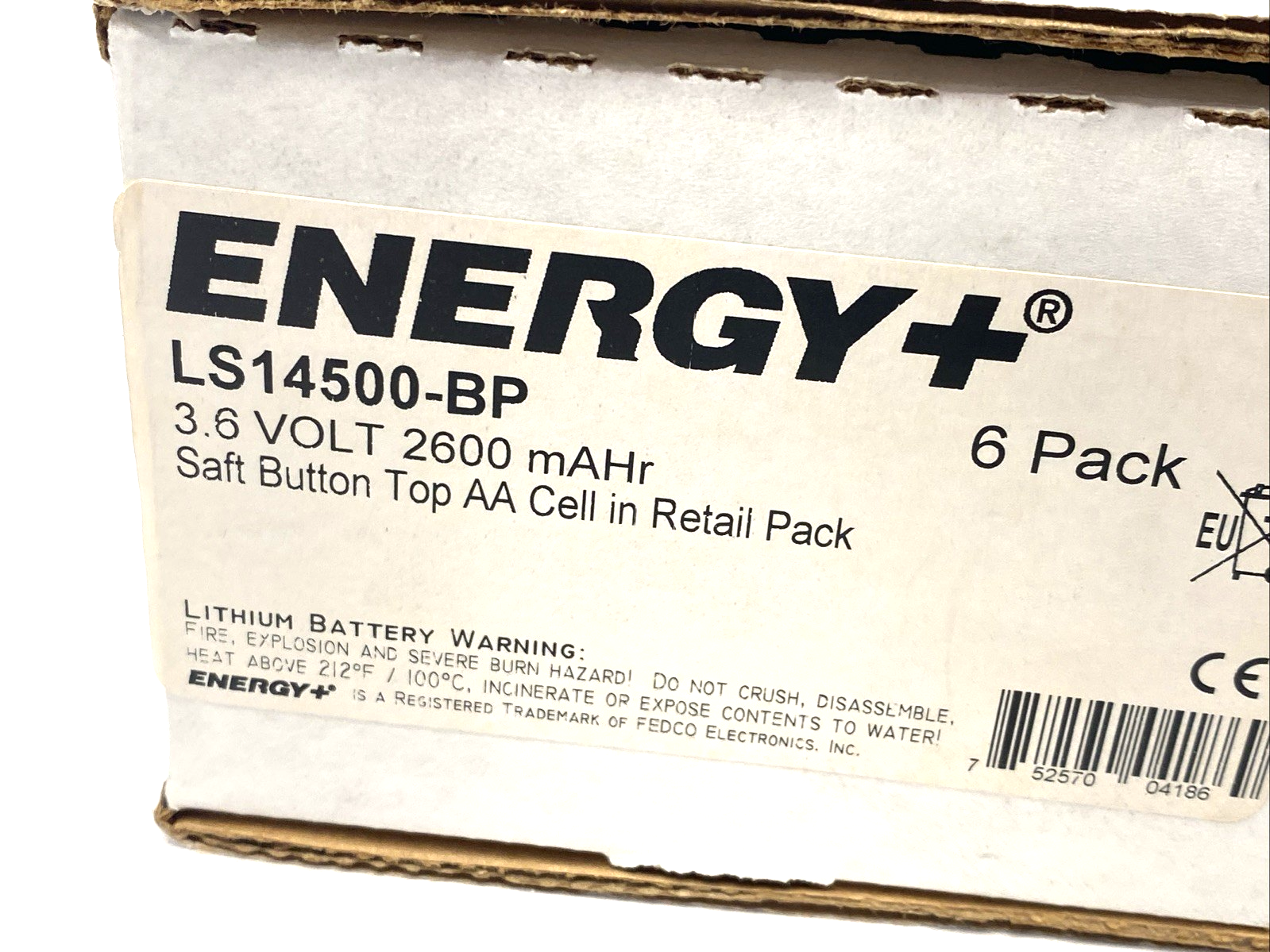 LS14500 | Saft Button Top Lithium AA Battery Cell 3.6V 2600 mAHr -BP 6-PACK - New - Maverick Industrial Sales