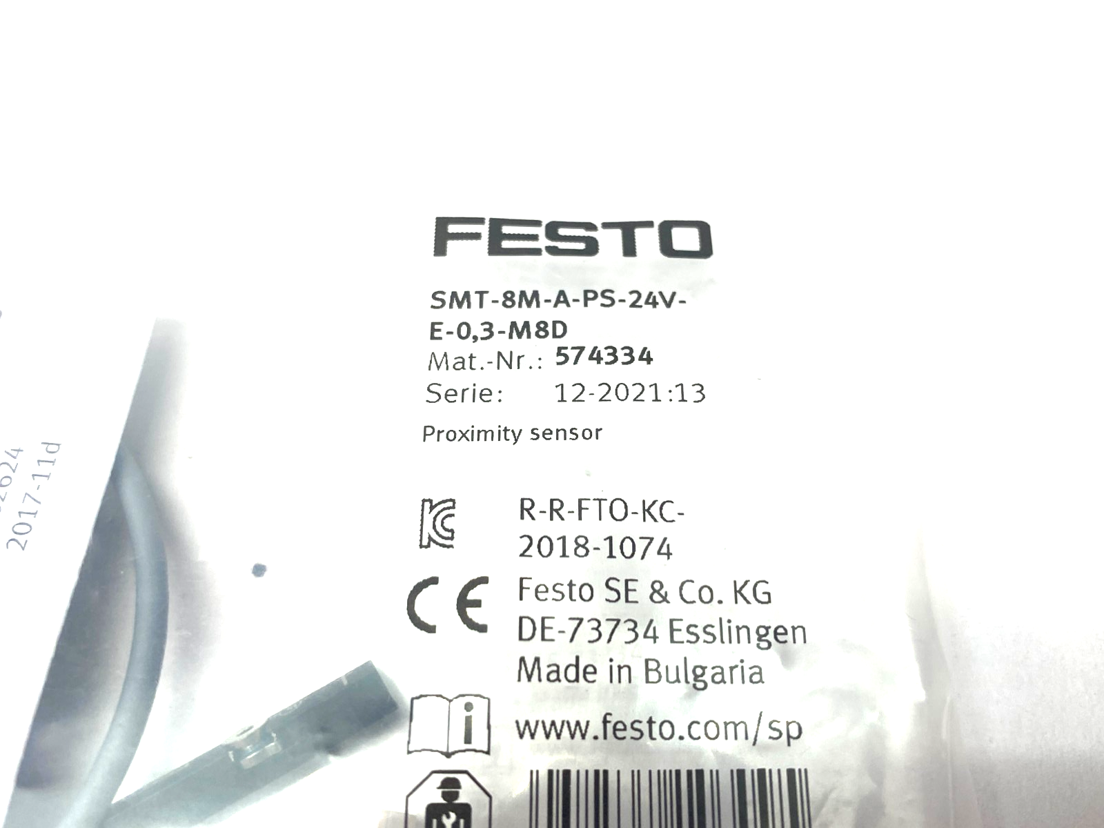 Festo SMT-8M-A-PS-24V-E-0,3-M8D Proximity Sensor M8 3-Pin PNP 574334 - Maverick Industrial Sales