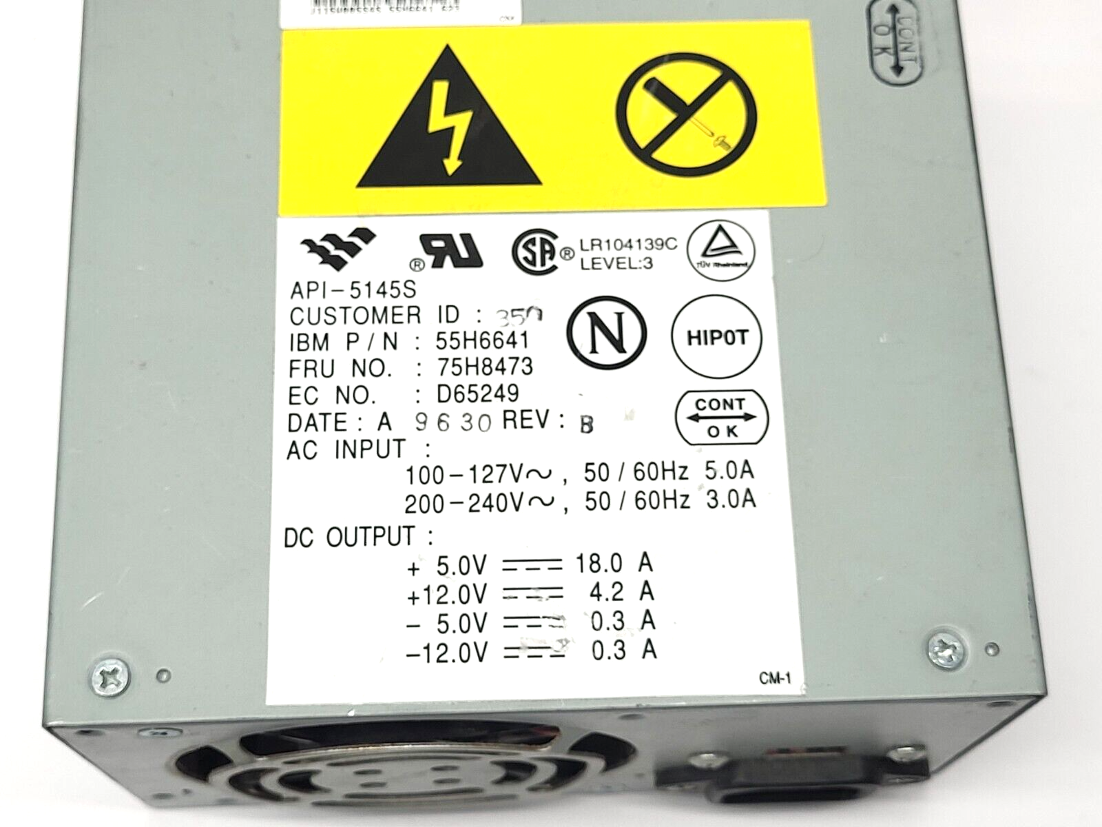 IBM API-5145S Power Supply 75H8473 55H6641 Rev B 145W - Maverick Industrial Sales