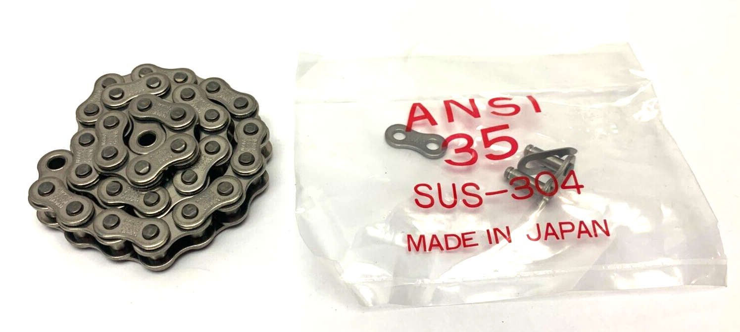 HHK Chain SR035R1X=1FT Stainless Steel Roller Chain Link 1' - Maverick Industrial Sales