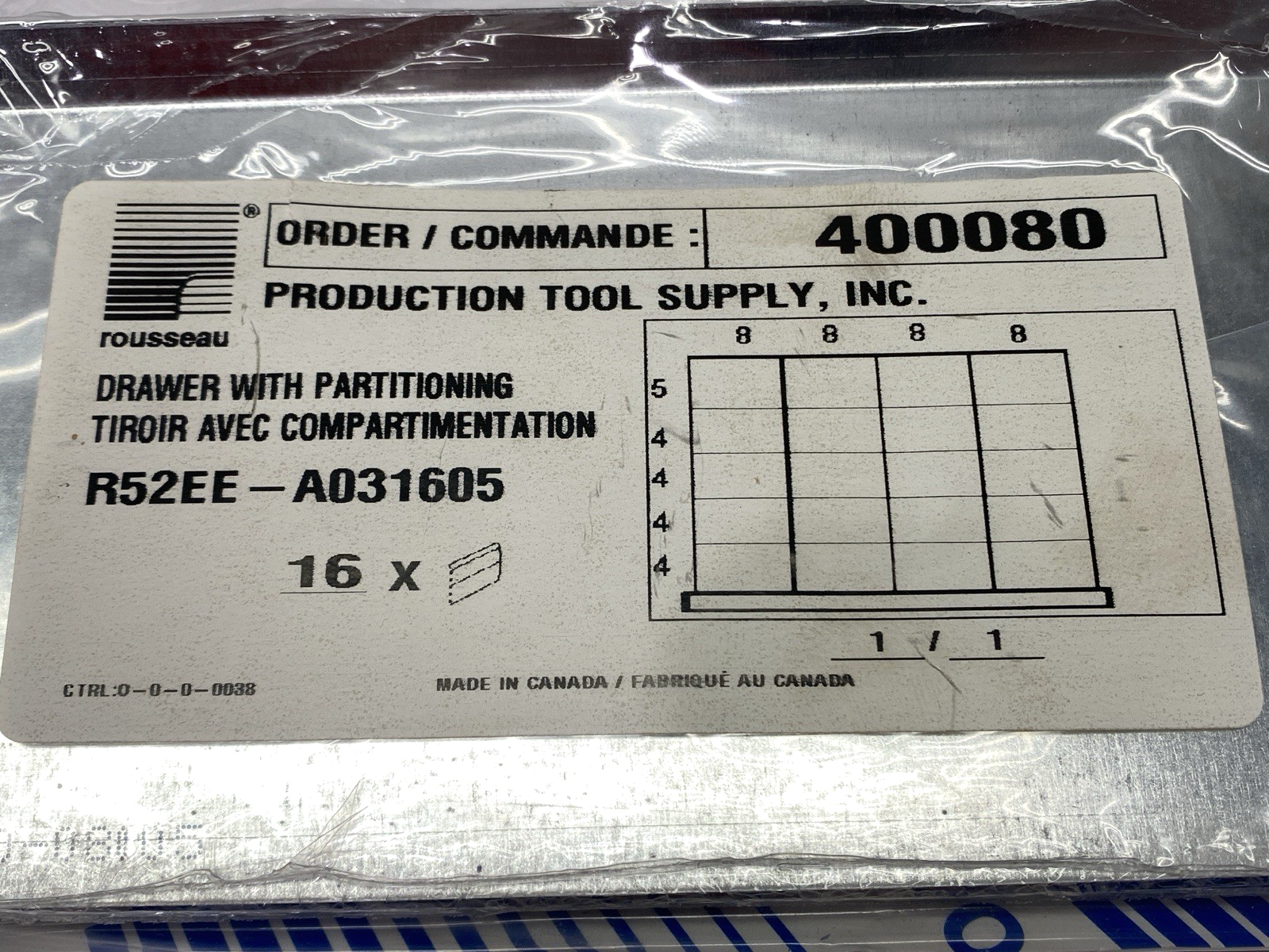 R52EE-A031605 | Rousseau Drawer Partitioning PACK OF 15 - New – Open box - Maverick Industrial Sales