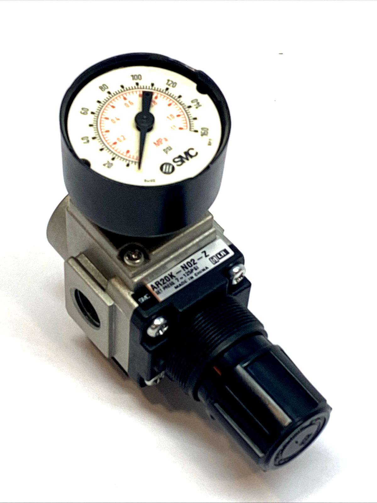 AR20K-N02-Z | SMC Modular Air Regulator 1/4" NPT 7–125 PSI With Backflow - Used - Maverick Industrial Sales
