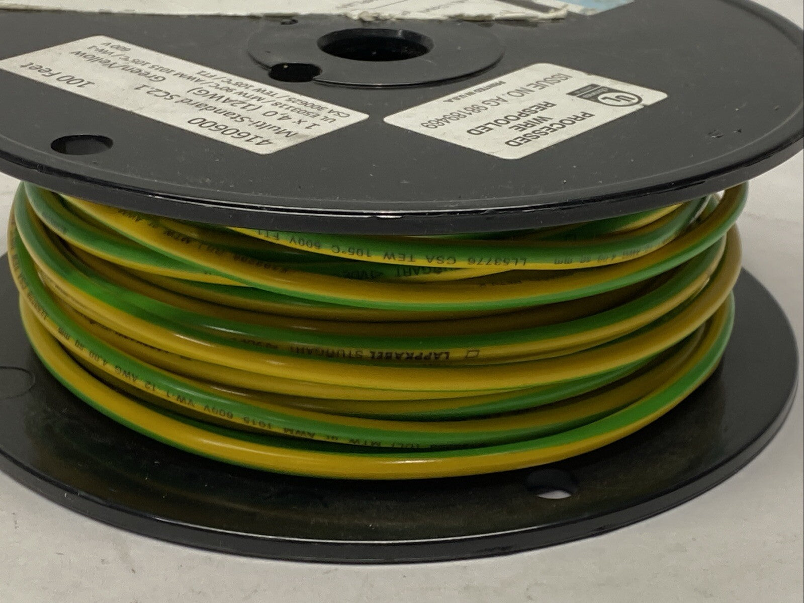 Lapp 4160600 Single-Conductor Hook-Up Wire 12AWG Green/Yellow 600v 85FT Spool - Maverick Industrial Sales