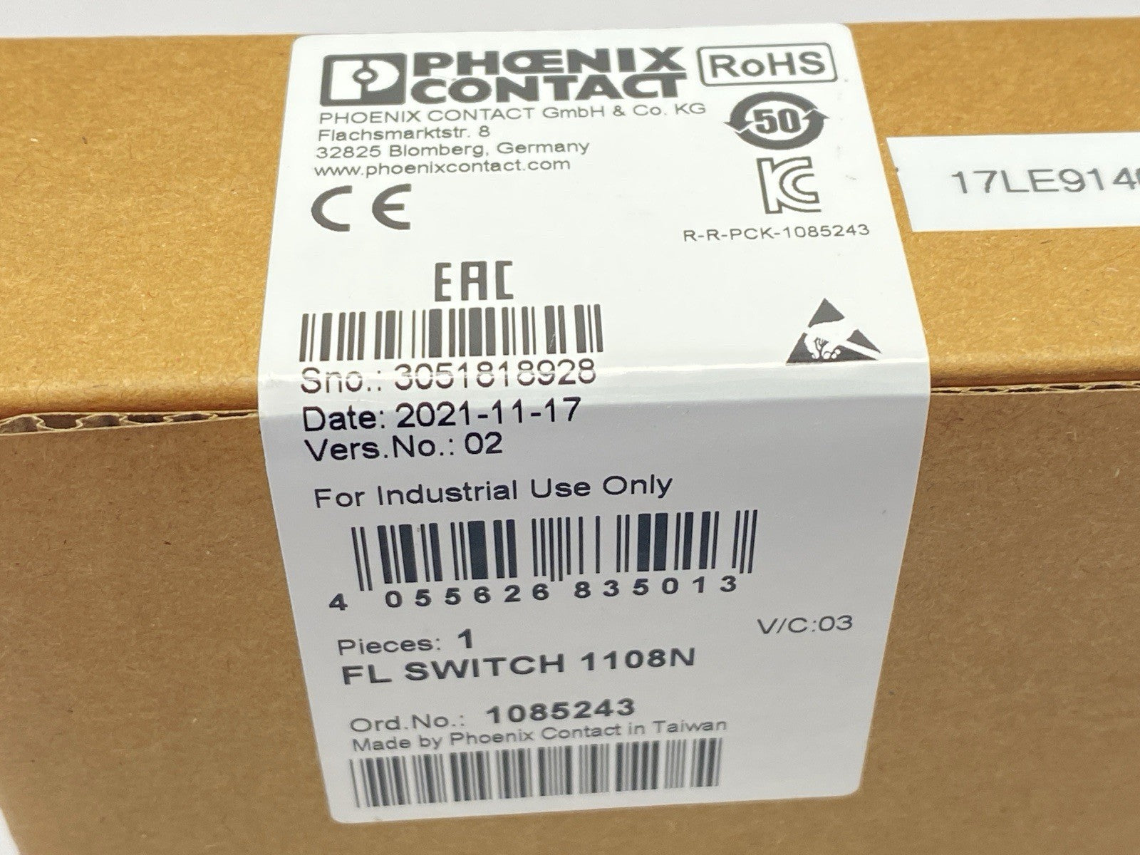 FL SWITCH 1108N | Phoenix Contact Narrow Ethernet Switch 8-Port 1085243 - New - Maverick Industrial Sales