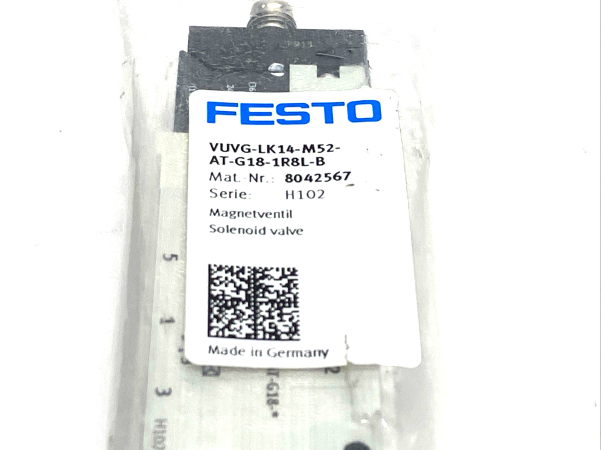 VUVG-LK14-M52-AT-G18-1R8L-B | Festo Solenoid Valve G1/8 24VDC 8042567 - New - Maverick Industrial Sales