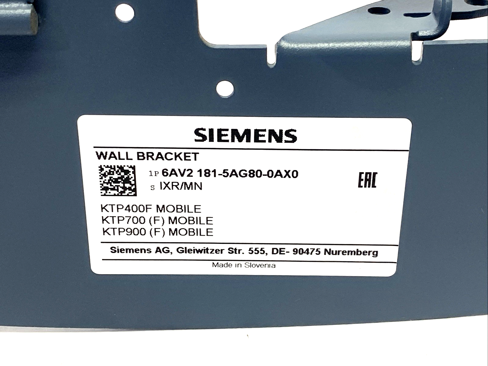 Siemens 6AV2181-5AG80-0AX0 Mobile Panels Wall Bracket, Type 13 - Used - Maverick Industrial Sales