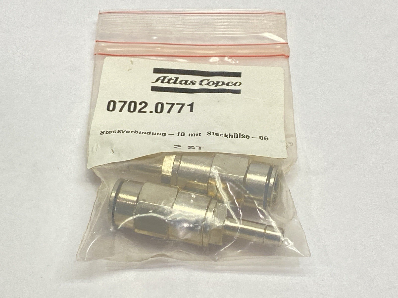 Atlas Copco 0702.0771 Plug Connection 10 WIth Plug Sleeve 06 LOT OF 2 - Maverick Industrial Sales
