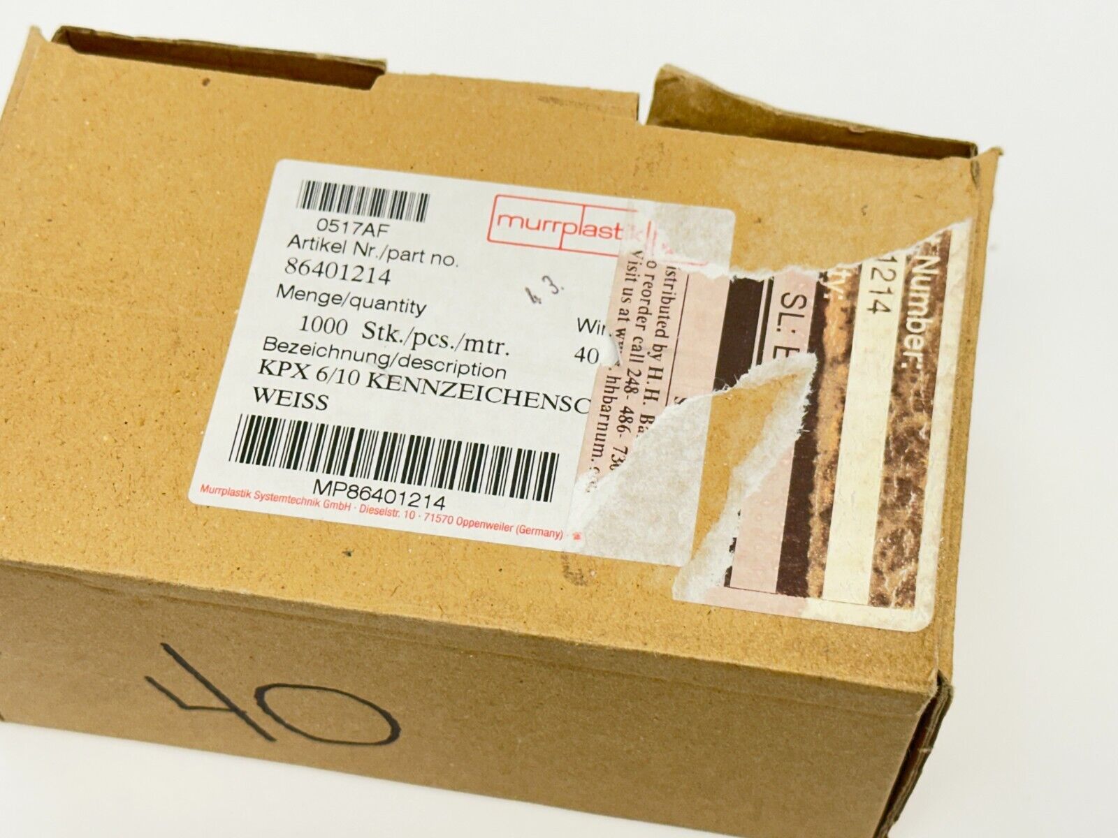 Murrplastik 86401214 Labeling Type KPX 6/10 WIN-Type 40 LOT OF 1152 - Maverick Industrial Sales