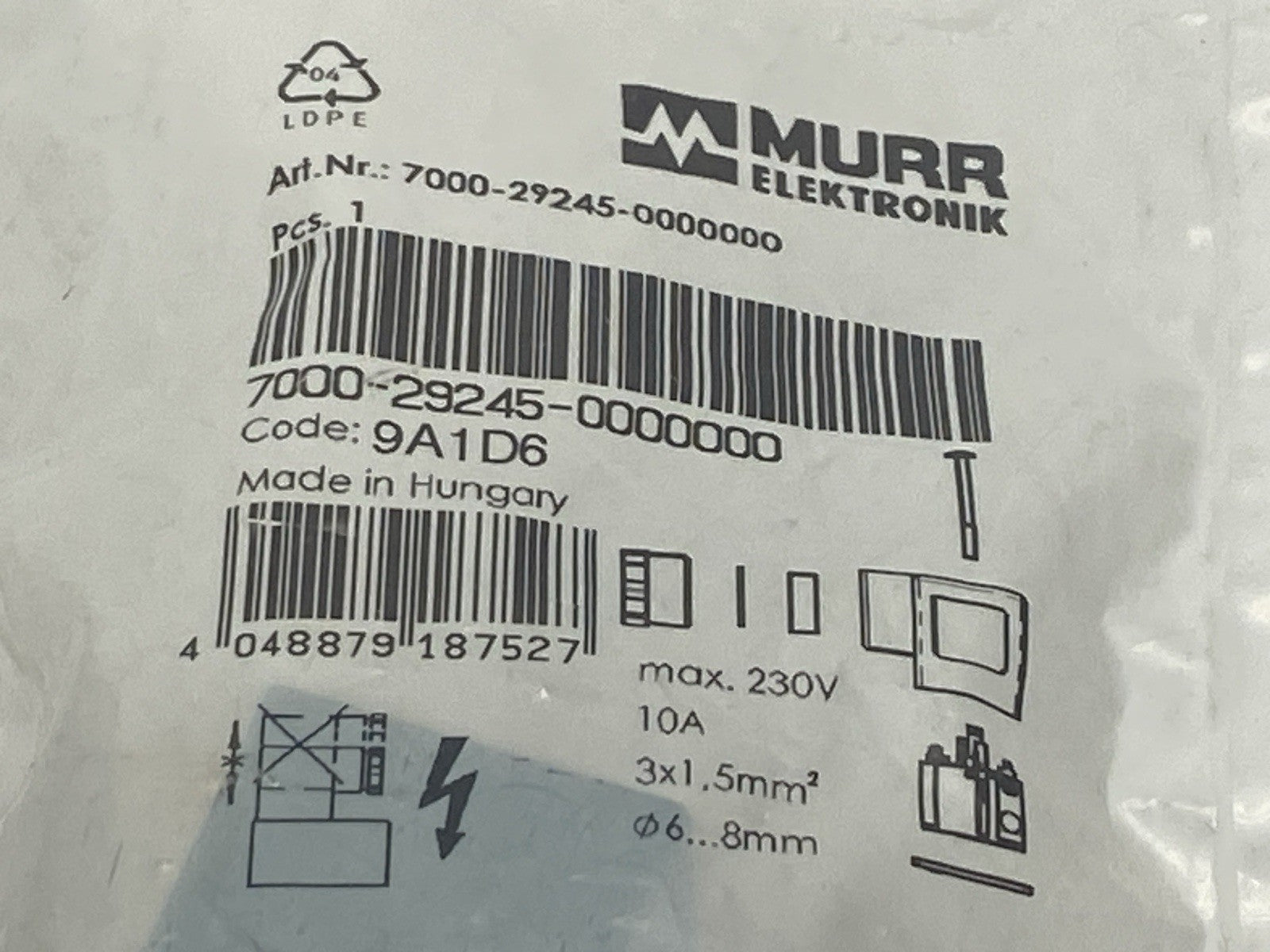 Murr Elektronik 7000-29245-0000000 SVS Eco Valve Plug A-18mm Screw Terminal - Maverick Industrial Sales