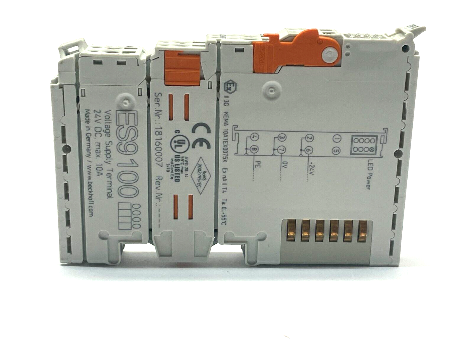 ES9100 | Beckhoff Voltage Supply Terminal 10A 24VDC - Used - Maverick Industrial Sales