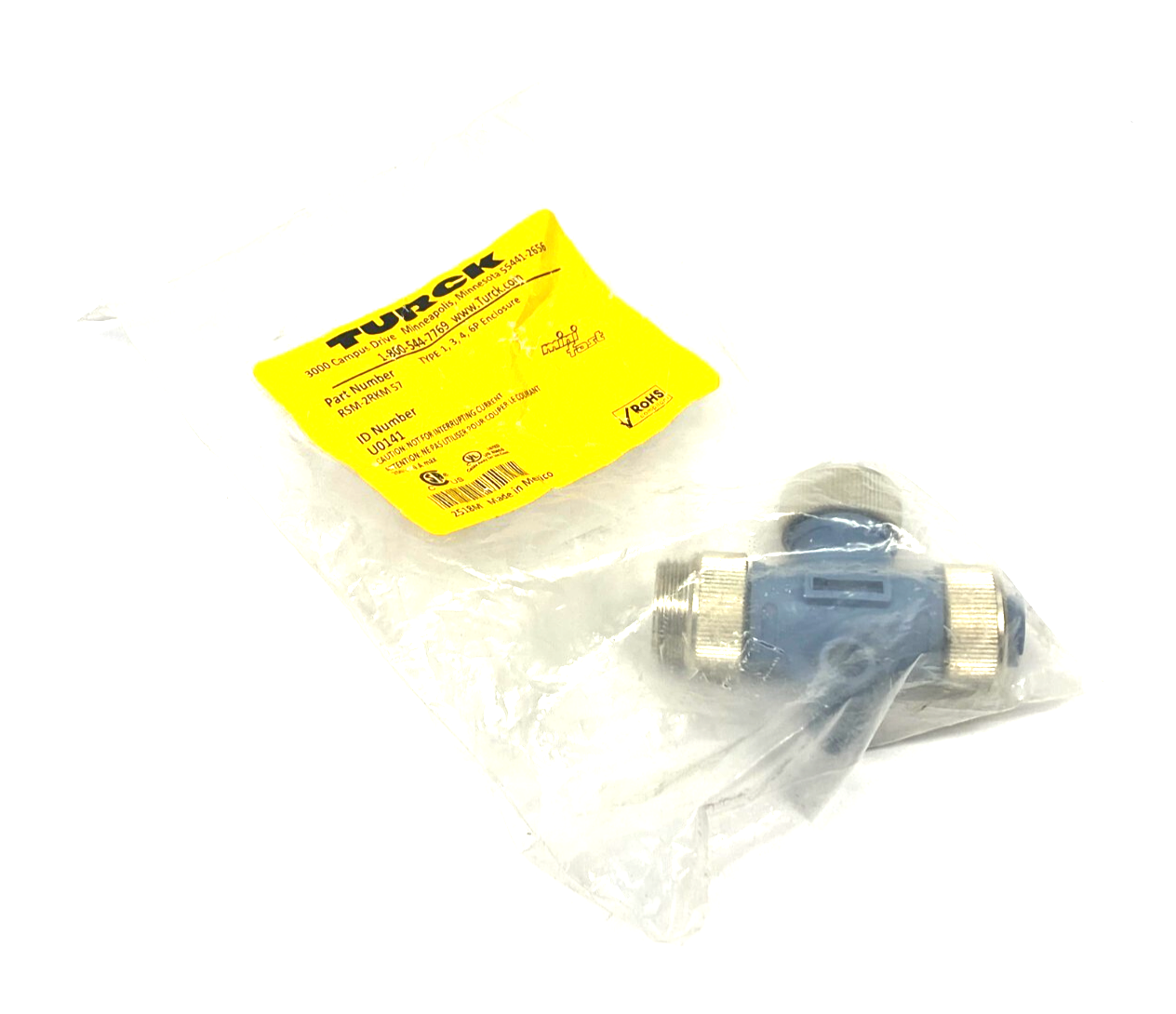 Turck RSM-2RKM 57 Minifast 3-Way Tee Connector 5-Pin 7/8" U0141 - Maverick Industrial Sales
