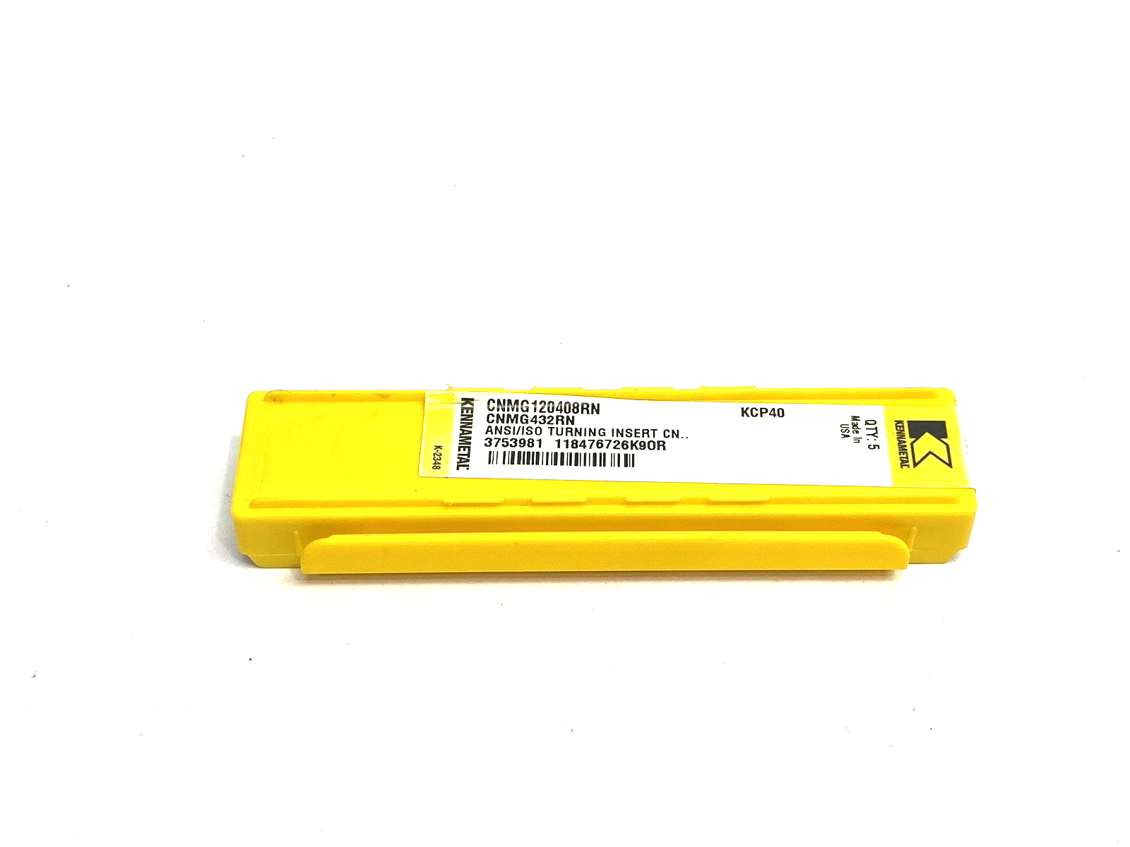 3753981 | Kennametal Kenloc™ CNMG Insert Negative RN Geom. CNMG120408RN PKG OF 5 - New – Open box - Maverick Industrial Sales