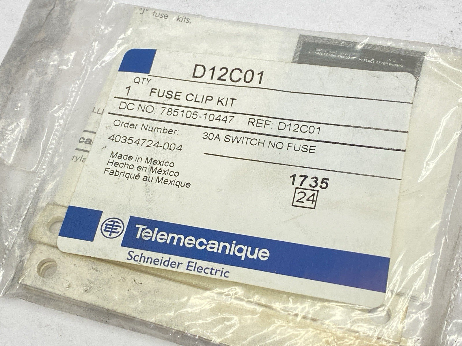 Telemecanique D12C01 Fuse Clip Kit 30A NO SCREWS LOT OF 3 - Maverick Industrial Sales