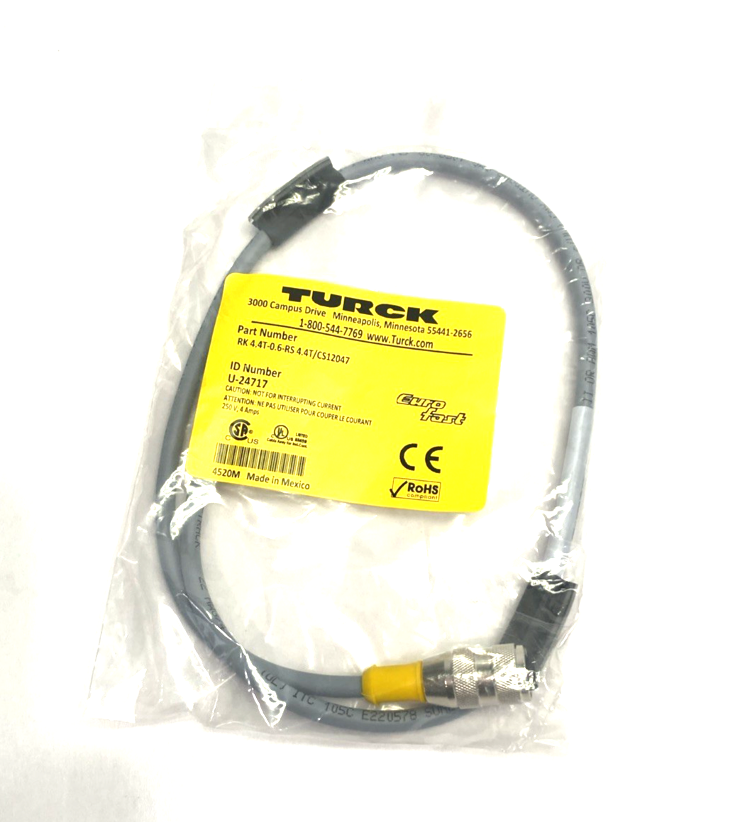 RK 4.4T-0.6-RS 4.4T/CS12047 | Turck Eurofast Double Ended Cordset U-24717 - New - Maverick Industrial Sales