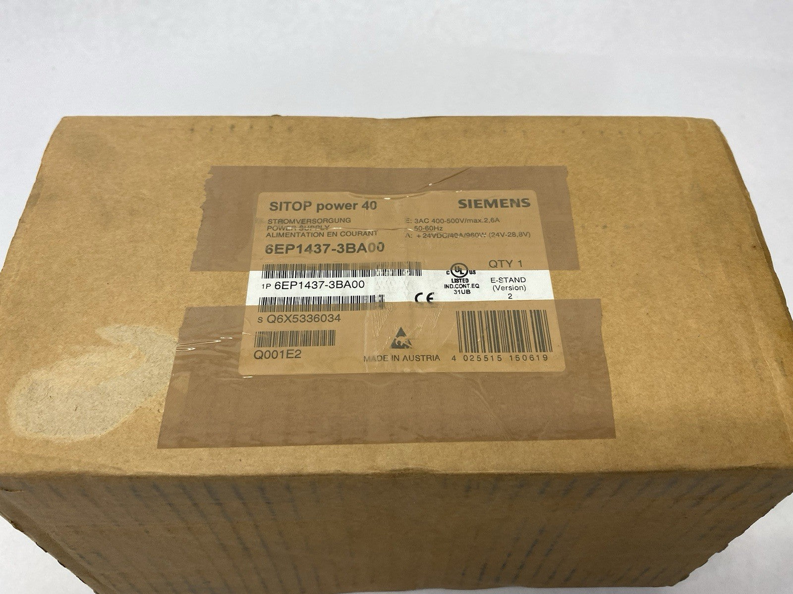 Siemens 6EP1437-3BA00 SITOP modular/3AC/24VDC/40A, Stabilized Power Supply Unit - Maverick Industrial Sales