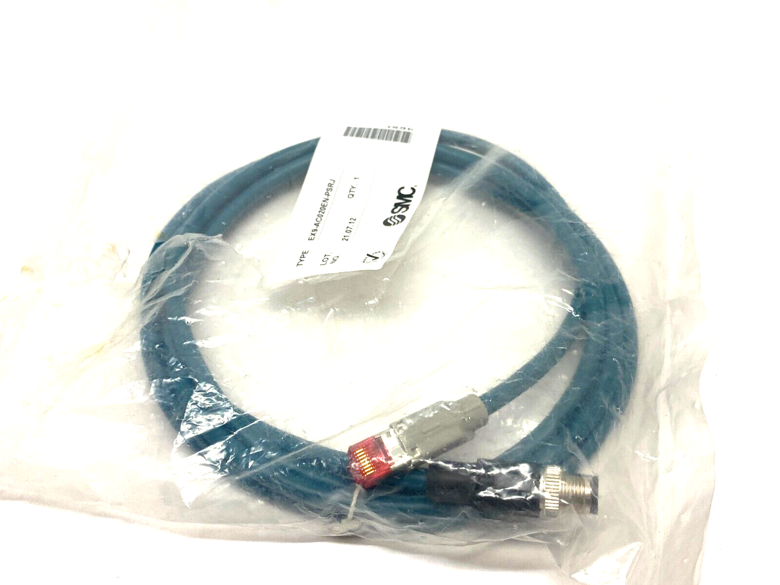 SMC EX9-AC020EN-PSRJ Serial Communication Cable M12 4-Pin Male to RJ45 2m - Maverick Industrial Sales