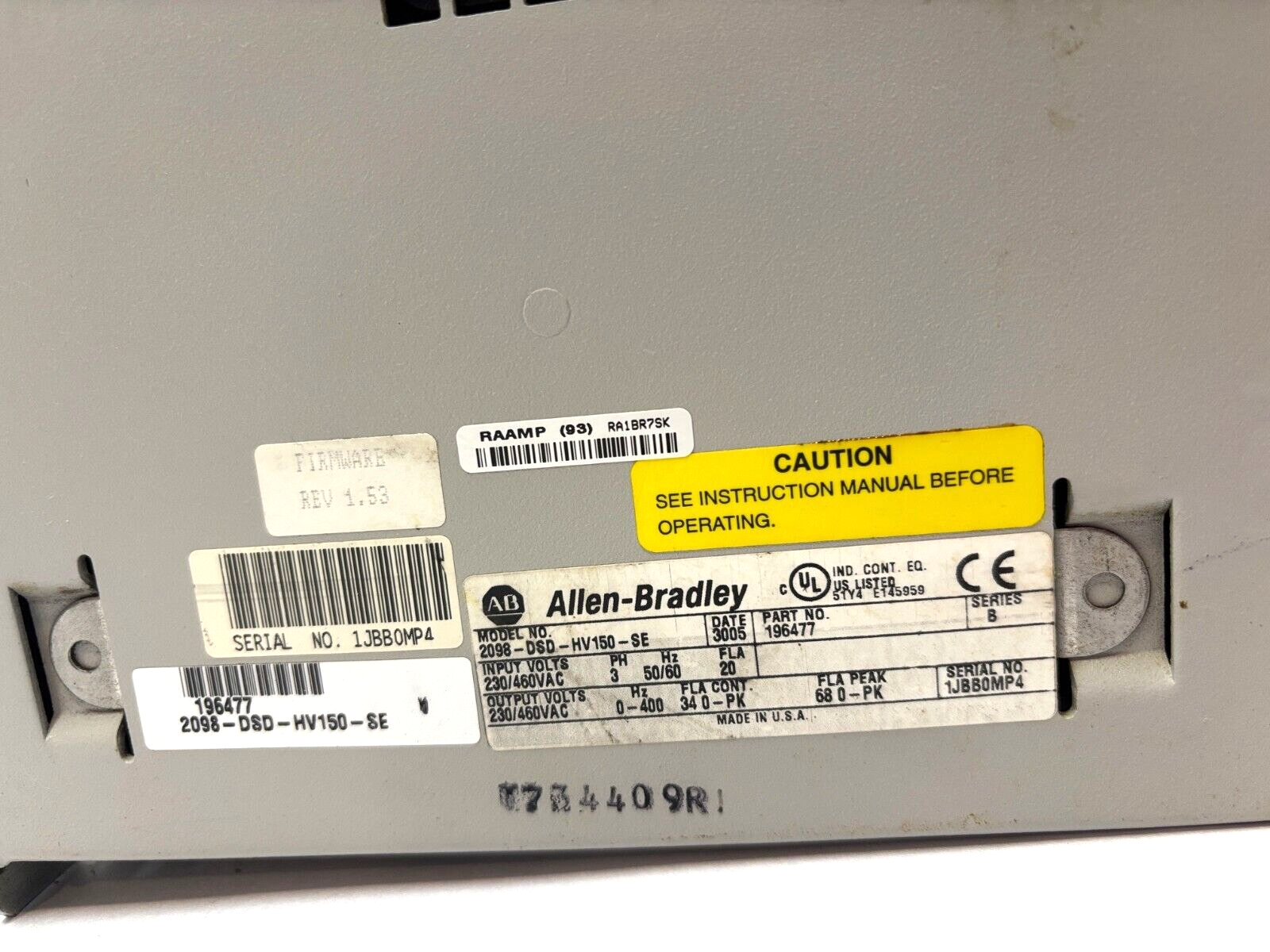 Allen Bradley 2098-DSD-HV150-SE, Ser. B, Ultra 3000 Servo Drive, V1.53, 3005 - Maverick Industrial Sales