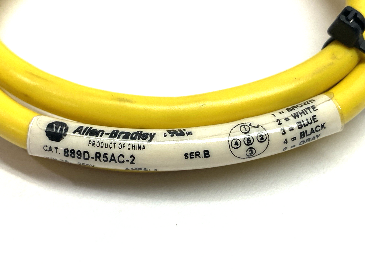 889D-R5AC-2 | Allen Bradley Ser. B DC Micro Female Right Angle Cordset 2m 250V 4A - Used - Maverick Industrial Sales